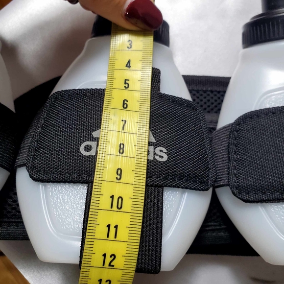 Adidas 3-Flask Hydration Running Belt with Front Zippered Pouch - Black - Picture 10 of 12